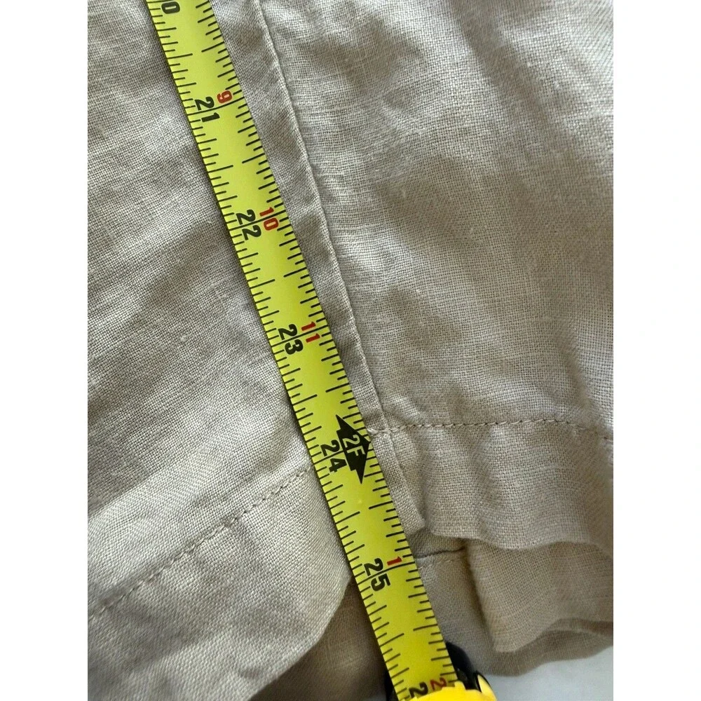 Quince Pants Womens Medium Beige 100% Linen Pull On Elastic Waist Pockets Luxury